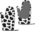 Cow Print Oven Mitts and Pot Holders Sets of 2, Resistant Recycled Infill by Nelife