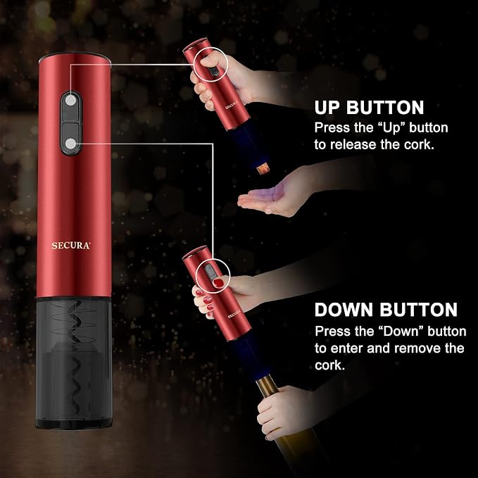 Secura Electric Wine Opener, Automatic Electric Wine Bottle Corkscrew Opener - Image 5