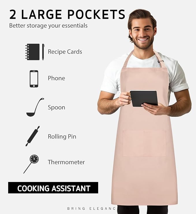 Syntus Apron for Men Women, Adjustable Cooking Kitchen Chef Aprons - Image 3