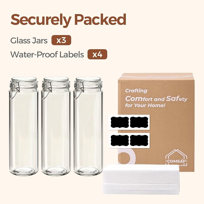 ComSaf 3-Pack 68oz 13-Inch Tall Glass Pasta Containers - Image 7