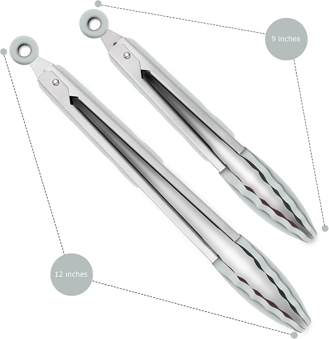 2 Pack Silicone Kitchen Tongs – 9" & 12" Set, Heat Resistant up to 500°F - Image 4