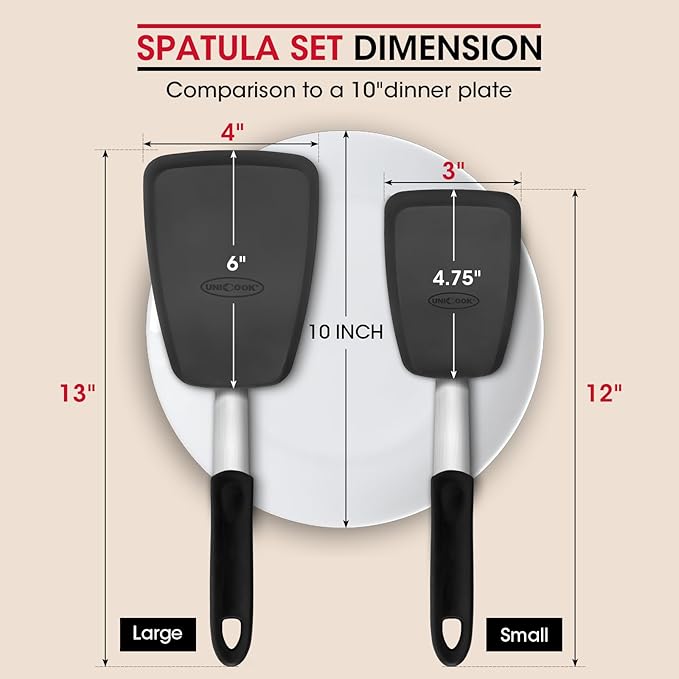 Unicook 2 Pack Flexible Silicone Spatula, 600F Heat Resistant, Crepes and More - Image 6
