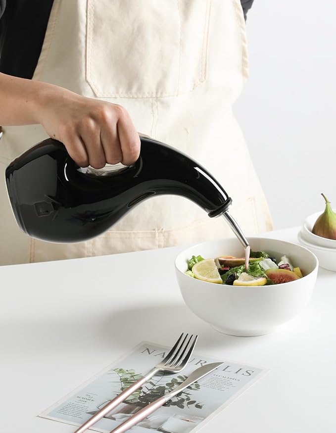 Sweejar Ceramic Olive Oil Dispenser Bottle, 24 Oz Opaque Cruet Protects EVOO - Image 5