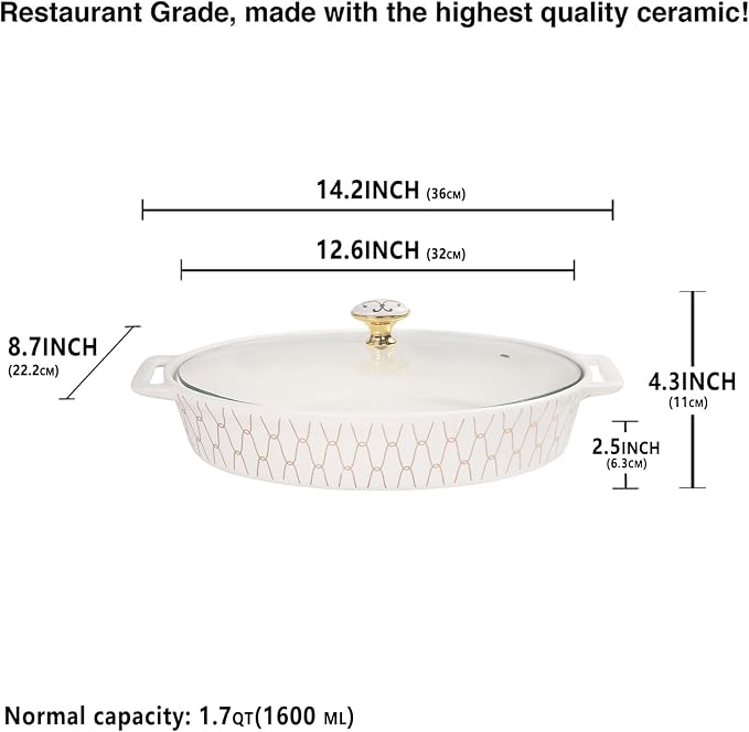 12" x 8" Ceramic Oval Casserole Dish - Image 2