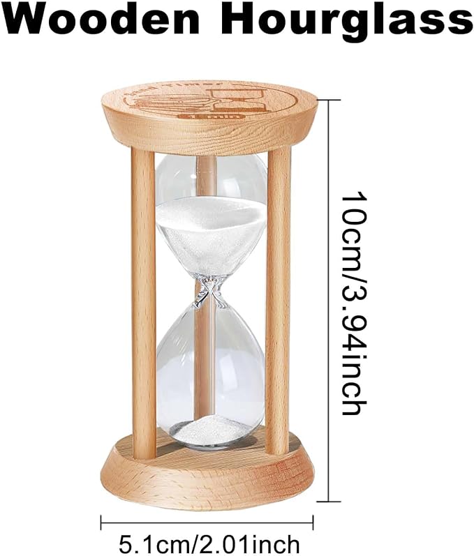 3 Minute Sand Timer Hourglass, 3 Min Wooden Sand Clock, Three Minute Wood Hour - Image 2