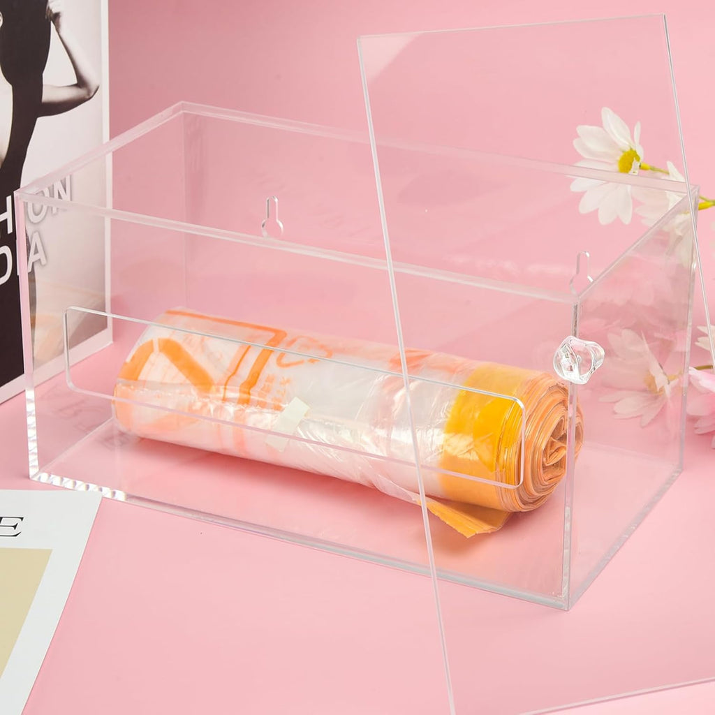 Trash Garbage Bag Holder Dispenser Clear Acrylic Organizer Wall Mount
