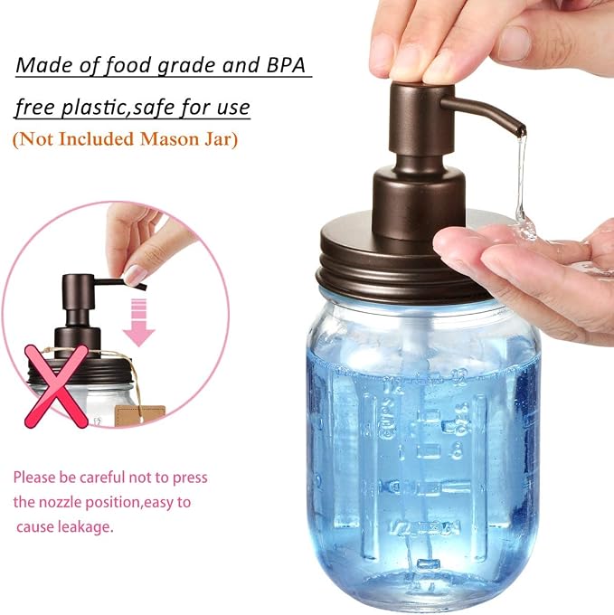 Amolliar Mason Jar Liquid Soap Dispenser Lid, 304 Stainless Steel Pump Lid - Image 5