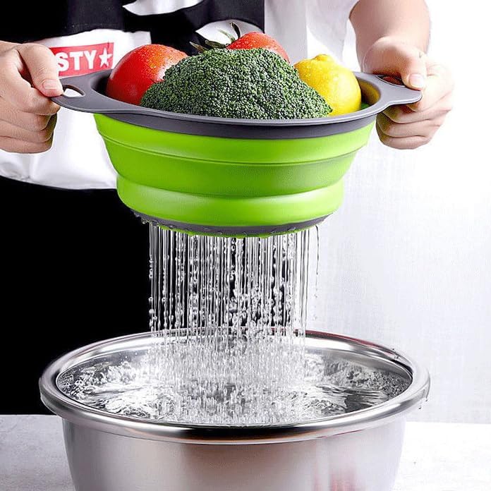 2 Pack Collapsible Colander Set, Emptycolor Foldable Collapsible