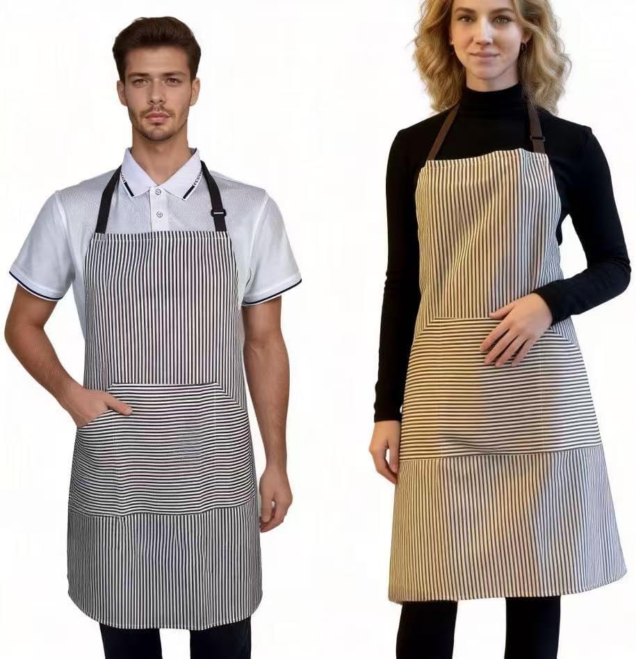 Kitchen Apron with 3 Pocket, Adjustable Server Apron, Waitress Apron