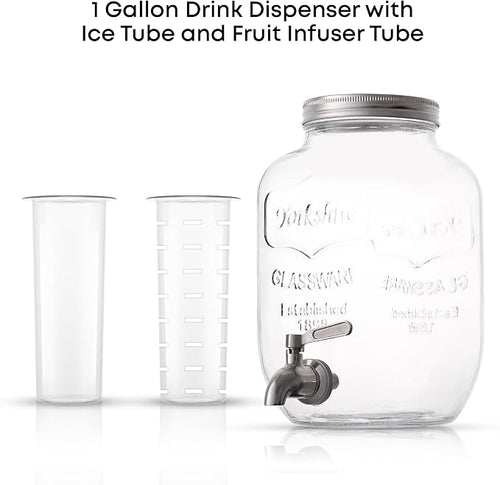 1-Gallon Drink Dispenser. Glass Beverage Dispenser - Image 2