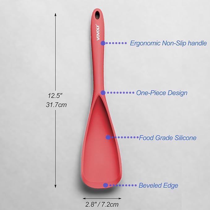 Cooking Spoon for Nonstick Cookwares, VOVOLY Silicone Spoon for Mixing - Image 2
