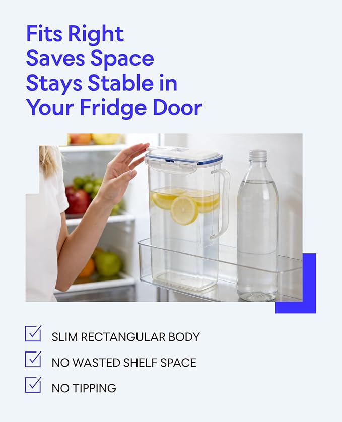 LocknLock Aqua Fridge Door Water Jug | Clear Pitcher | BPA Free Plastic Pitcher - Image 3
