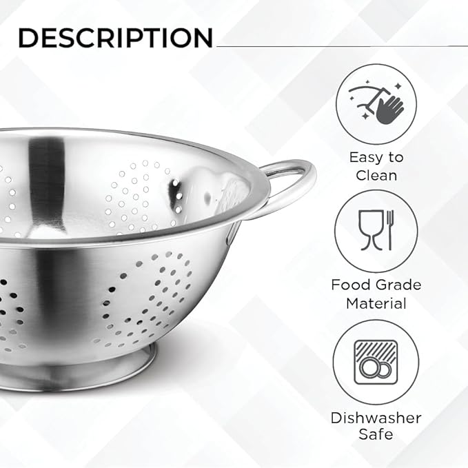 Avador Set of 3 Stainless Steel Colanders, Comes in 1.5 Quart 3qt Quart and 5 - Image 6