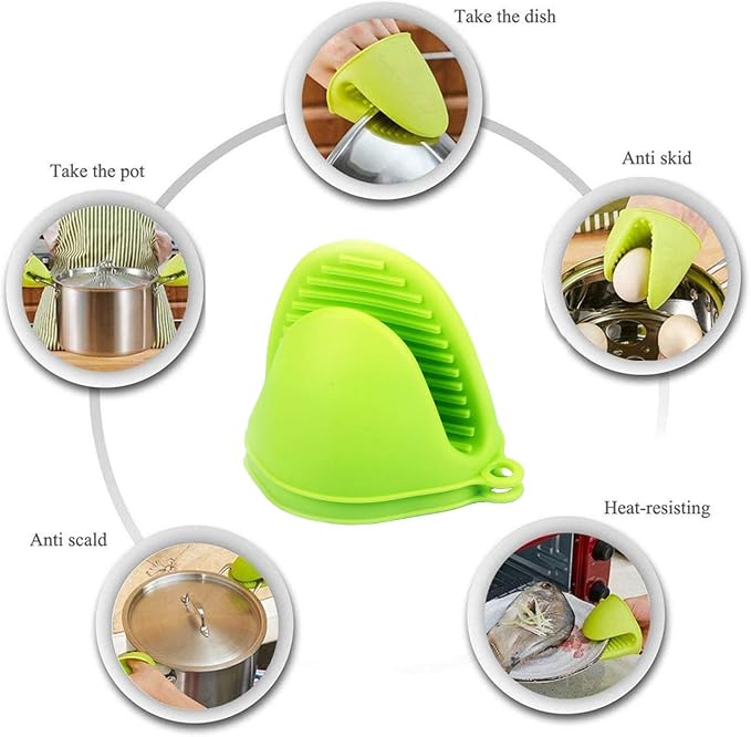 2 Pairs Mini Oven Gloves Silicone Heat Resistant Cooking Pinch Mitts Potholder - Image 3