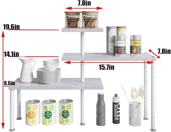 Countertop Organizer Organization 3 Tier Kitchen Corner Shelves Adjustable - Image 2