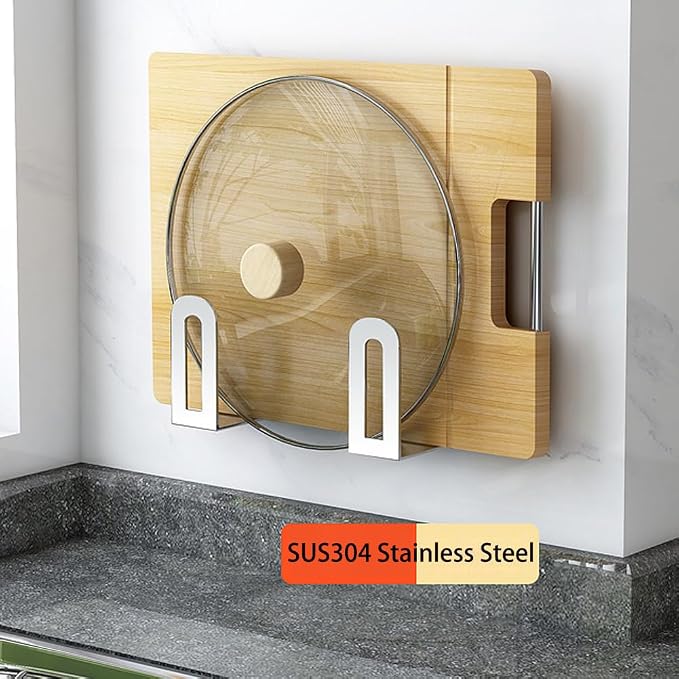 Self Adhesive Stainless Steel Pan Cover Racks, Pantry Organization Rack - Image 4