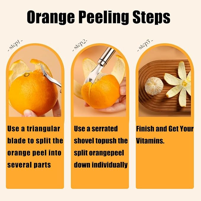 Stainless Steel Orange Peeler Easy and Quick Peeling Long Handle Orange Citrus - Image 5