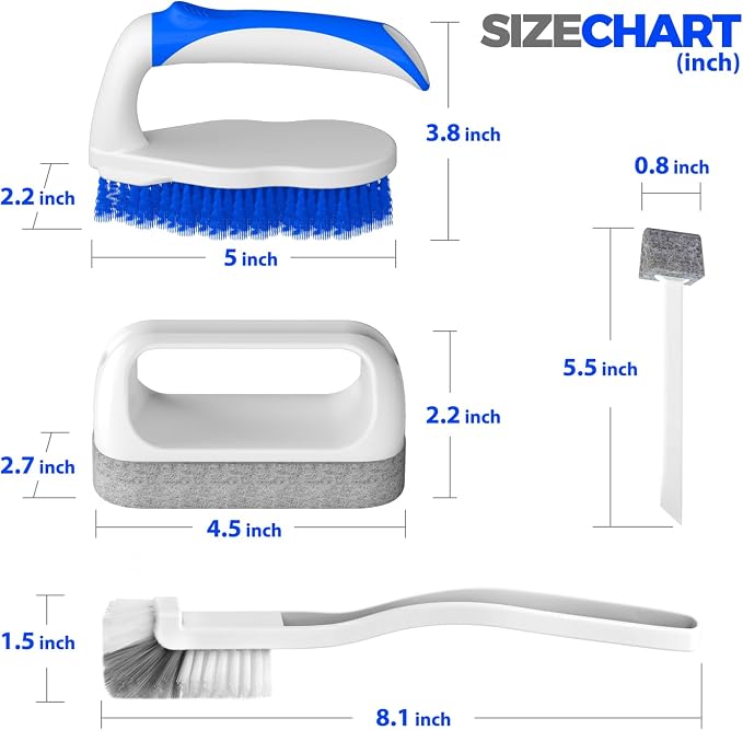 Holikme 7 Pack Deep Cleaning Brush Set, Scrub Brush, Grout Brush, Pool Brush - Image 6