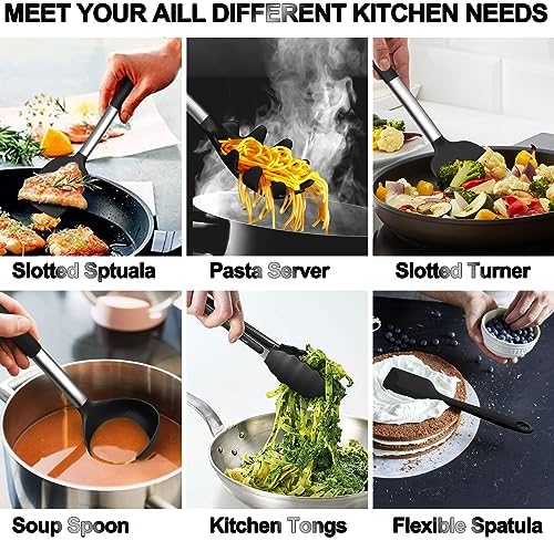 Umite Chef Silicone Kitchen Utensils Set, 26Pcs Black