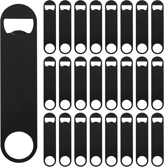 25 Pack Flat Beer Bottle Opener 7 inch Stainless Steel Flat Bottle Opener Beer by Yugada