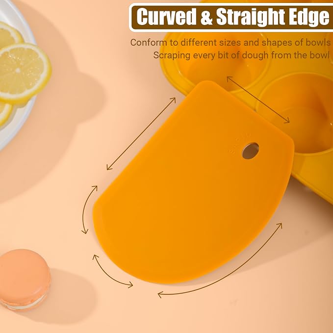 Silicone Dough Scraper with Stainless Steel Sheet, Curved Edge Flexible Bowl - Image 4
