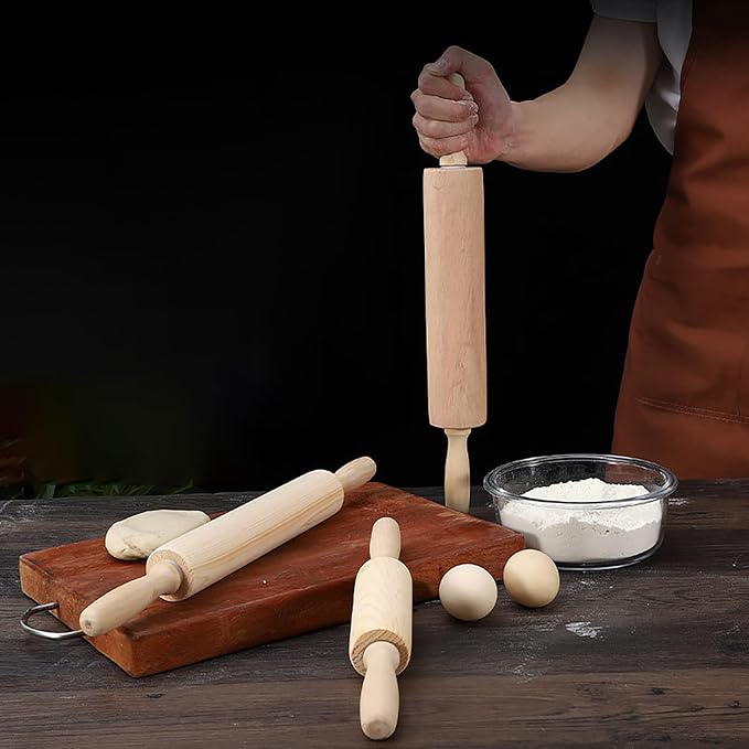 Rolling Pin, 13.8 Inch Wood for Kneading the Dough of Baking Bread - Image 7