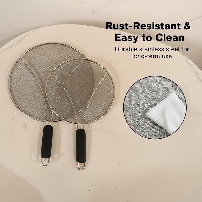 KitchenGuard Stainless Steel Splatter Guard Set of 2 - Image 9
