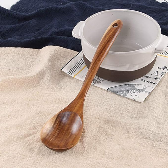 5 Pcs Best Wooden Spoons for Cooking Kitchen Utensils Set Acacia Wood Cooking - Image 9