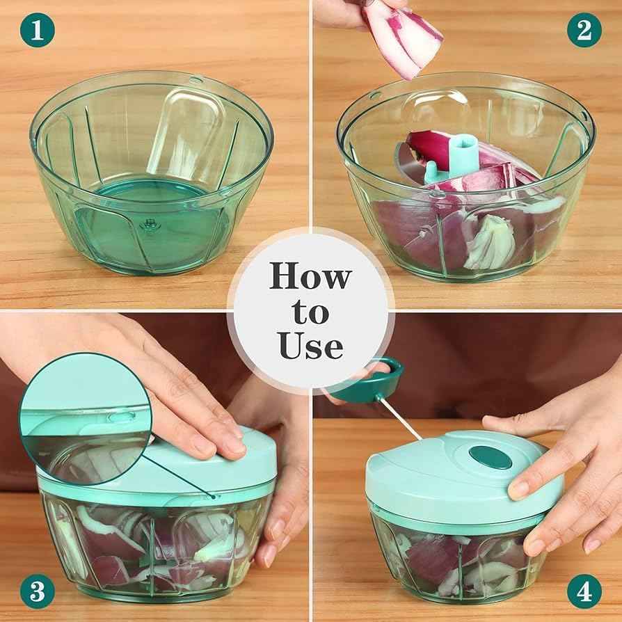 Manual Hand Pull String Vegetable Chopper | 1000ml Food Processor with