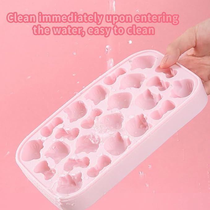Ice Tray with Lid and Bin and Ice Scoop, Cartoon Silicone Ice Molds, 24 Holes - Image 5