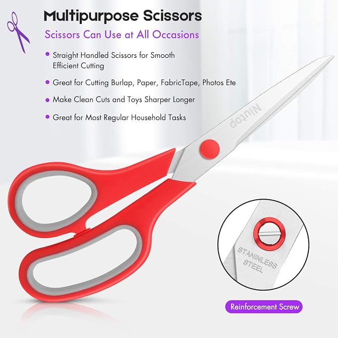 Scissors Bulk Set of 25-Pack, Niutop 8" Multipurpose Sharp Sewing Craft Shears - Image 6