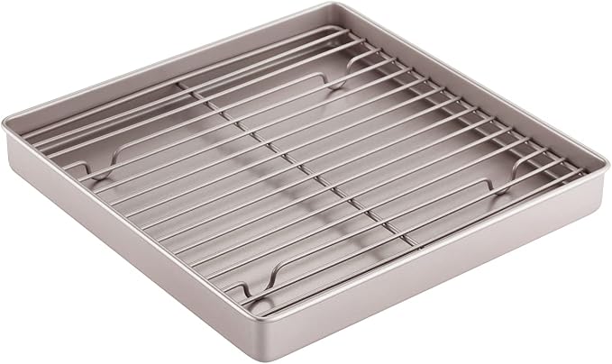 CHEFMADE Roasting Pan with Rack, 11-Inch Non-Stick Square Shallow Dish Sheet by CHEFMADE