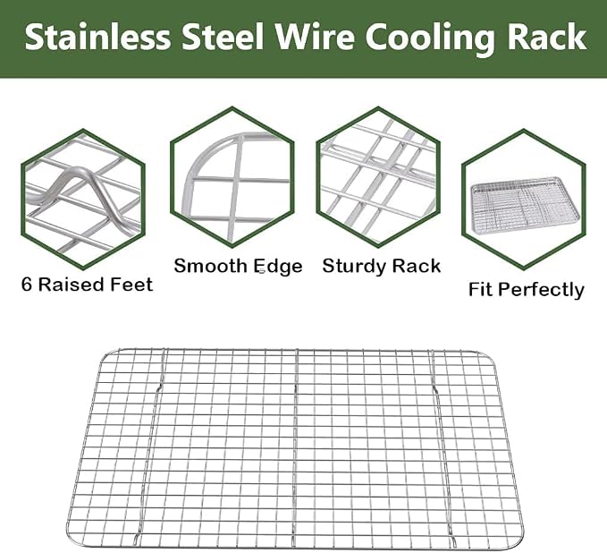 ROTTAY Baking Sheet with Rack Set, Stainless Steel Cookie Sheet with Cooling - Image 6