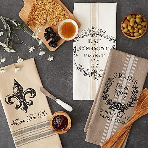 DII French Style Tabletop Kitchen Collection, Dishtowel Set, 18x28