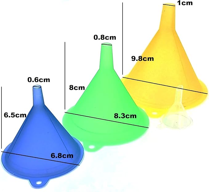 Funnels Variety Set of 5 Mini, Small to Larg Plastic Funnel - Image 3