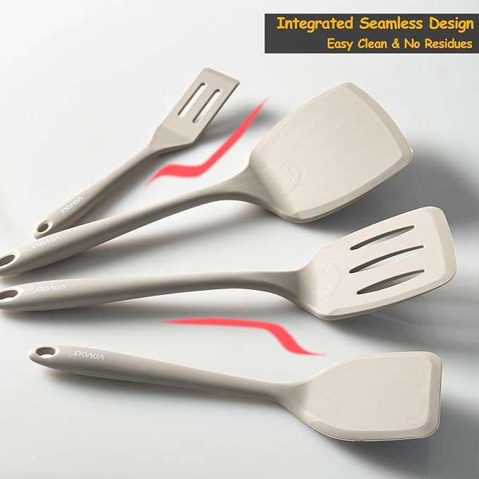 Silicone Spatula Set, 600°F Heat Resistant Silicone Spatula Turner Flipper - Image 4