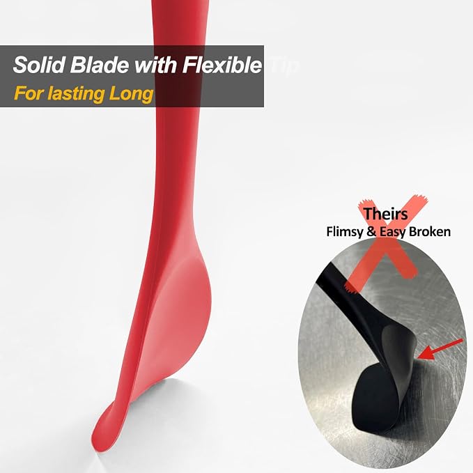 Upgrade Silicone Spatula Spoon Set, VOVOLY Heat Resistant Rubber Spoonula - Image 4