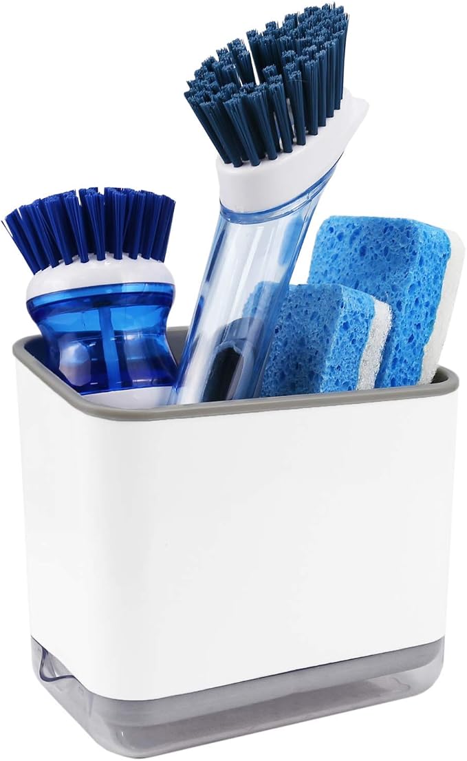 KeFanta Sink Counter Caddy, Plastic Dish Sponge Holder, Kitchen Brush and by KeFanta