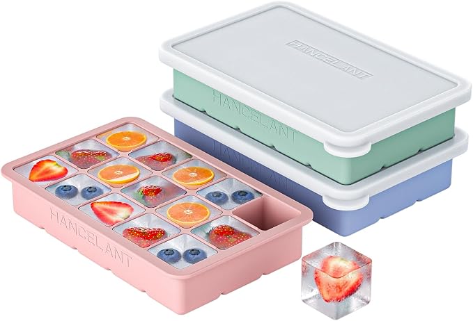 Silicone Ice Cube Tray 3 Pack, HANCELANT Ice Cube Mold, Ice Trays by HANCELANT