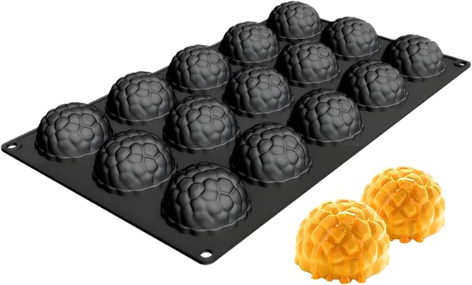 15-Cavity Silicone Baking Mold, Raspberry Shape, 11.3 x 6.69 in, by Fchil