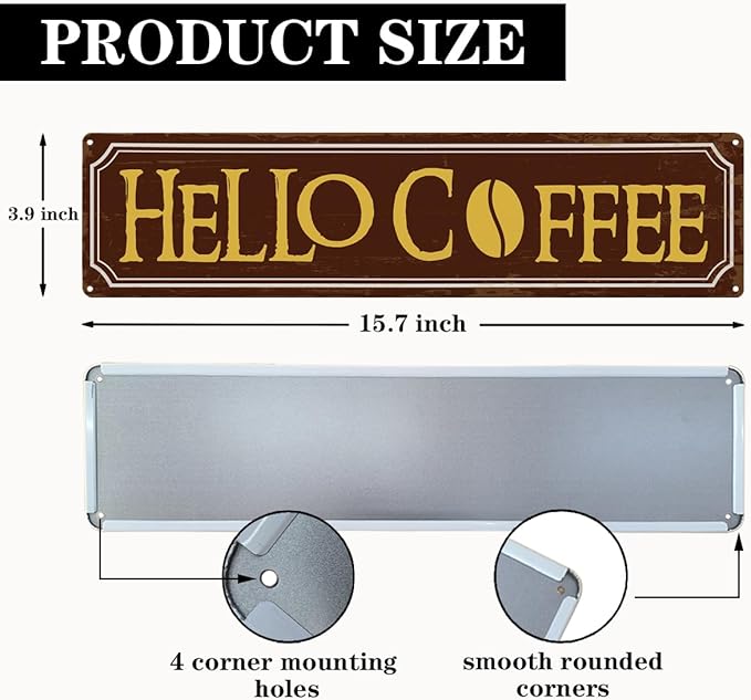 Hello Coffee Signs, Retro Metal Tin Sign, Home Kitchen Wall Decor, Farmhouse - Image 2