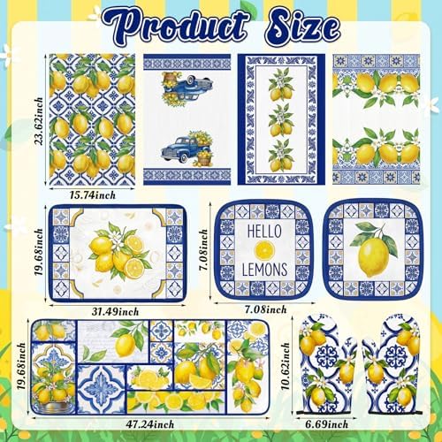 Tieshankao 10Pcs Lemon Kitchen Decor Set Italian Capri Tiles Yellow