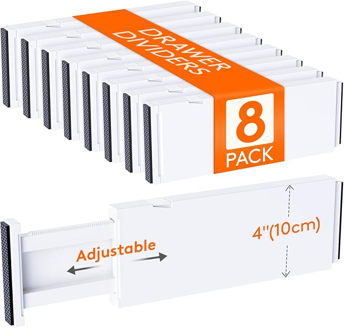 Lifewit 8 Pack 4" High Drawer Dividers 28-43.5cm/11-17" Adjustable Drawer by Lifewit