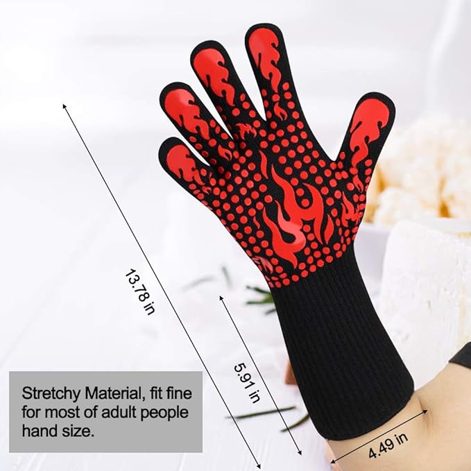 Comsmart BBQ Gloves, 1472 Degree F Heat Resistant Grilling Gloves Silicone - Image 2