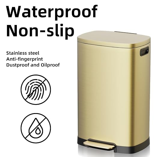 KdbK 13 Gallon Trash Can with Lid, 50L Fingerprint Proof Stainless Steel - Image 5