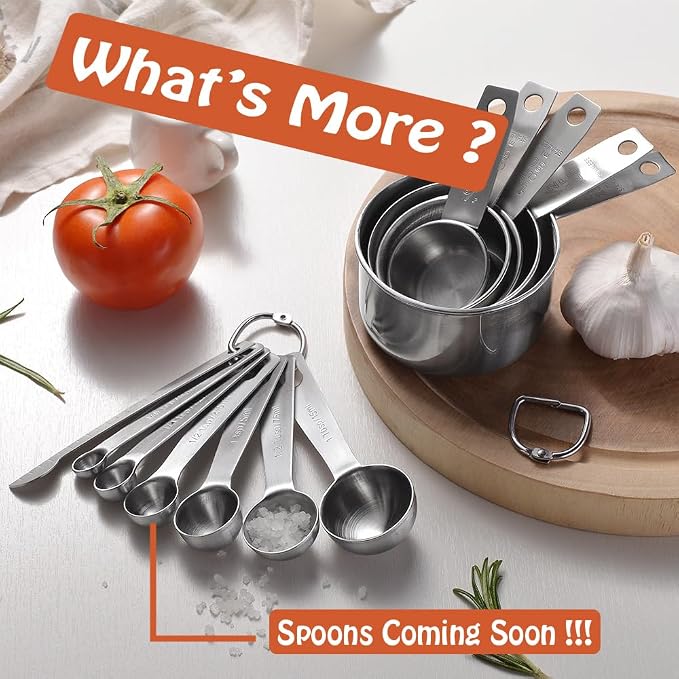 Stainless Steel Measuring Cups Set, 5 Pieces Kitchen Measuring Sets Gadgets tool - Image 7