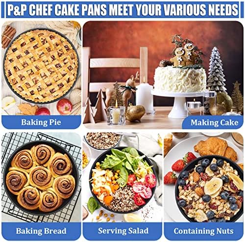 P&P CHEF 8 Inch Cake Pan Set, 2Pcs Non-stick Round Baking Cake Pans