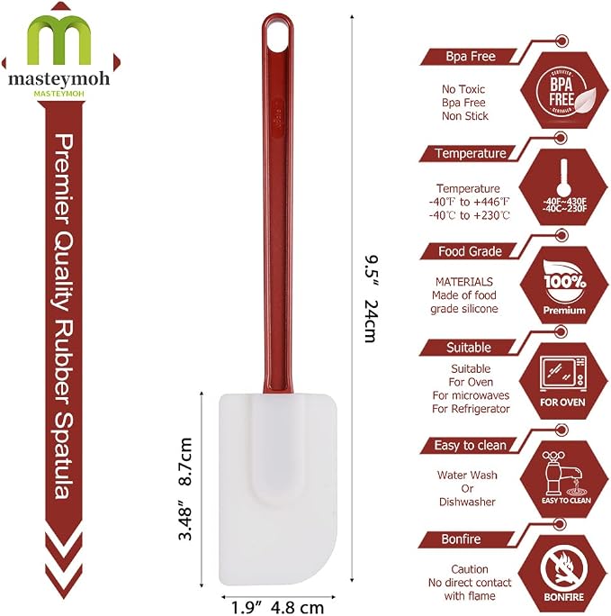 Flexible Rubber Spatulas, Silicone Spatula Set, Soft Rubber Spatula Scraper 9.5 - Image 2