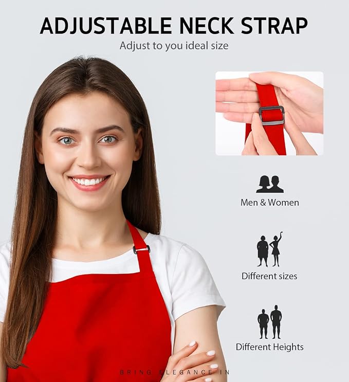Syntus 12 Pack Bib Apron, Unisex Aprons Adjustable Waterdrop Resistant - Image 5