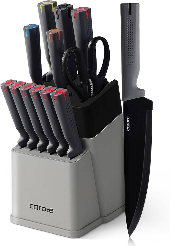 CAROTE 14Pcs Kitchen Knife Set, Stainless Steel knife set by CAROTE
